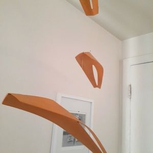 Bent wood art hanging mobile